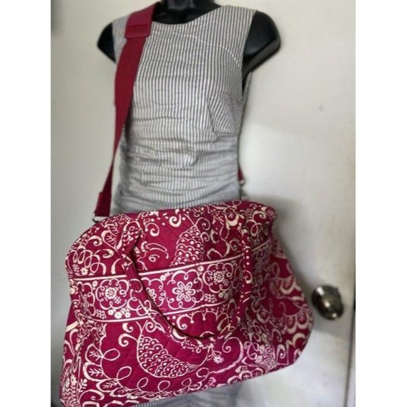 Vera Bradley Xl Duffel Msrp Red White Weekendtrave - Picture 6 of 8